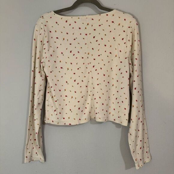 J. Crew Scoopneck Ribbed Cardigan Top Rosebud Print L - Picture 6 of 7